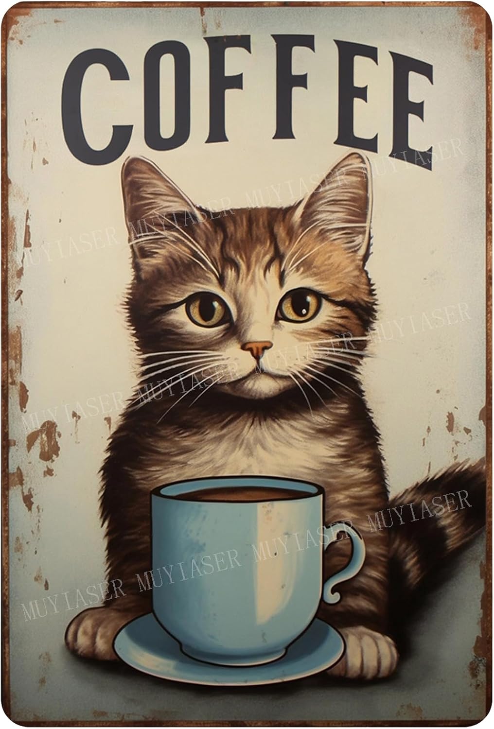 Home Bar And Coffee - Metal Signs cat coffee retro Sign