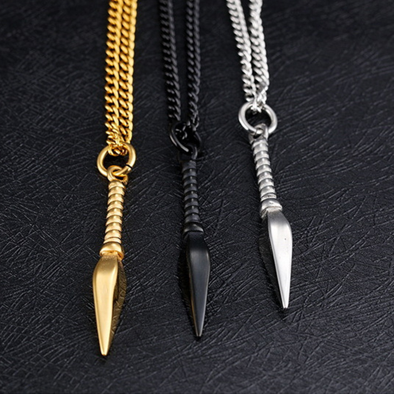 Bar Cart Gold - Spear Pendant Necklace For Men Women