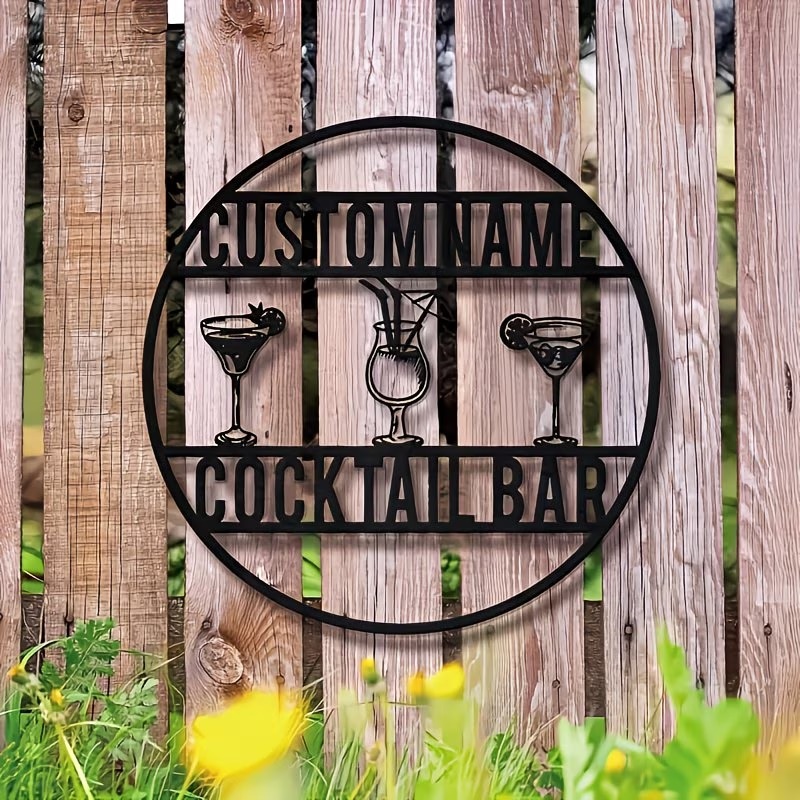 Custom Name Cocktail Bar Sign, - Home Bar Cafe review and price