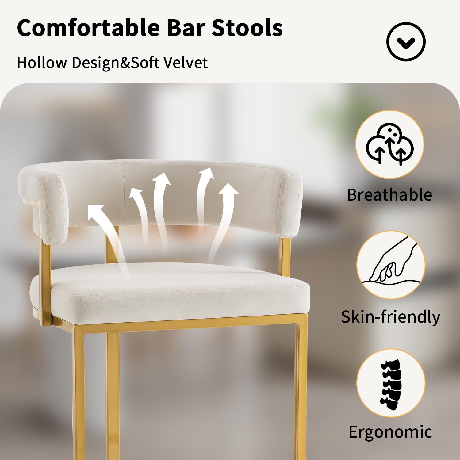 Beige Velvet Bar Stools Barrel - Home Bar And Counter review and price