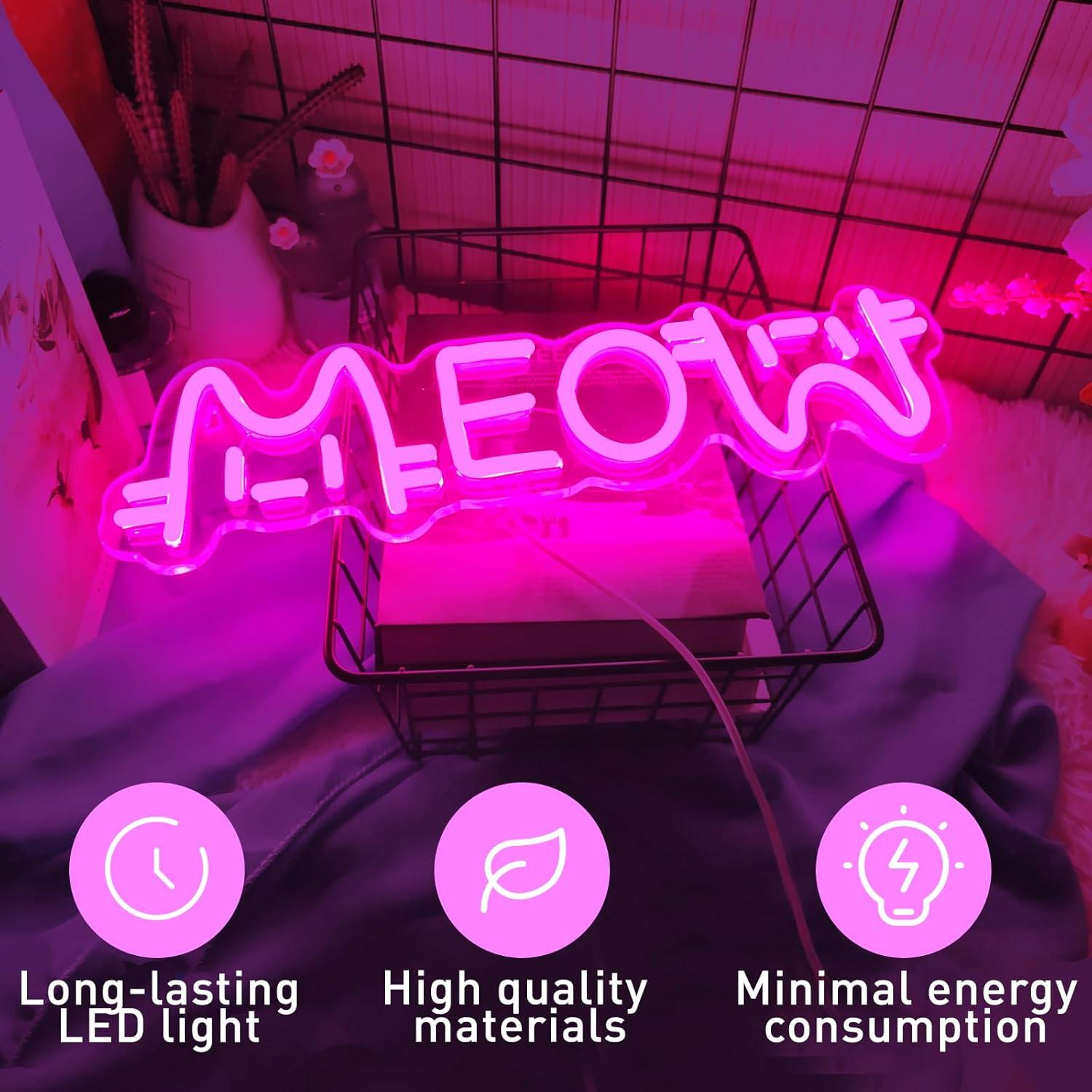 Meow Neon Sign Cat USB Powered - Home Bar Cafe review and price