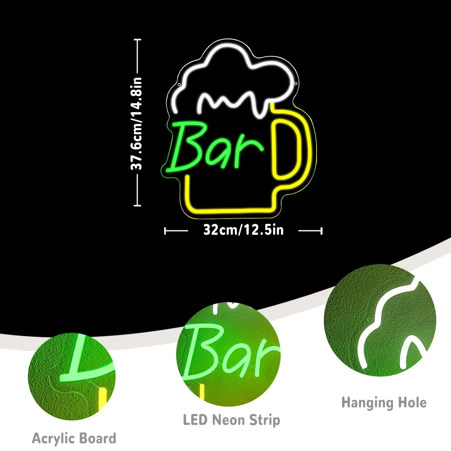 Beer Bar Neon Sign USB Dimmabl - Home Bar And Kitchen review and price
