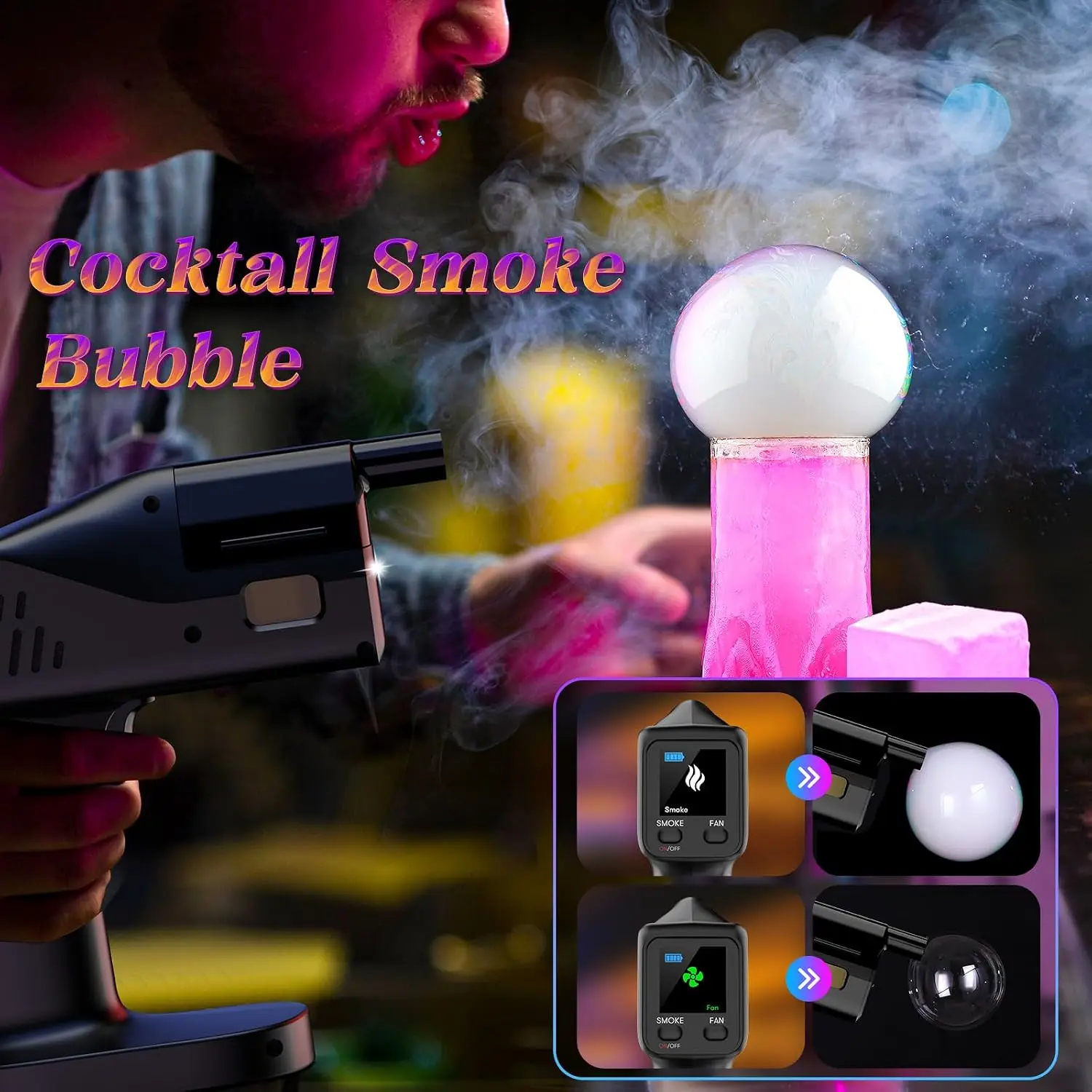 Electric Cocktail Smoke Bubble - Smoking Gun Kit review and price